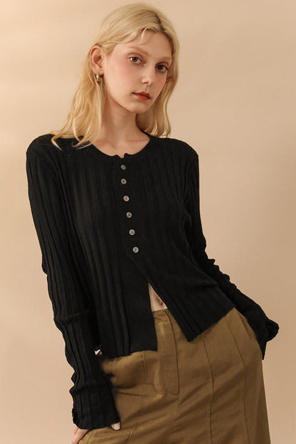 Slim Wool Crop Cardigan