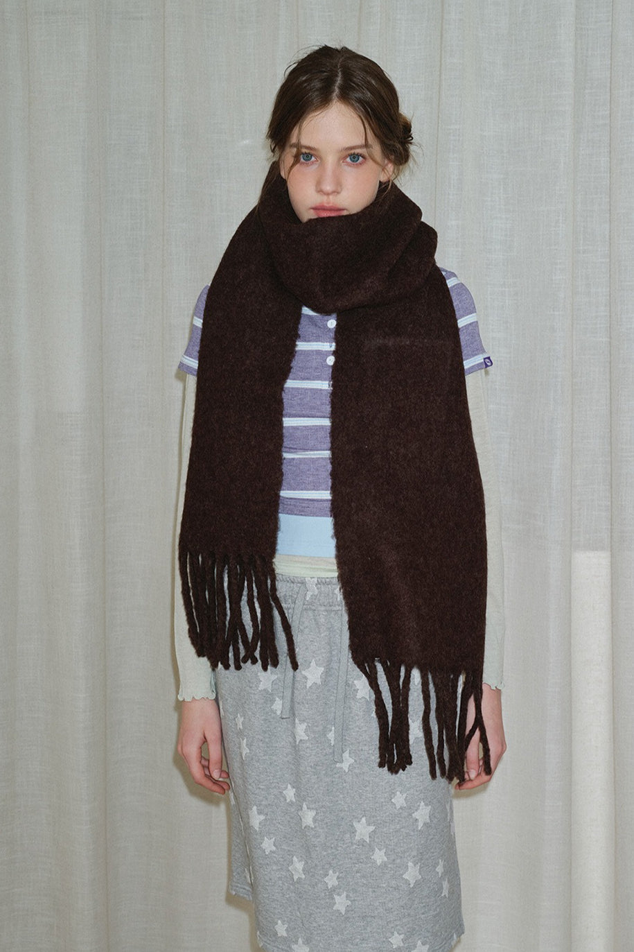 Glacier Blue Solid Wool Blend Scarf