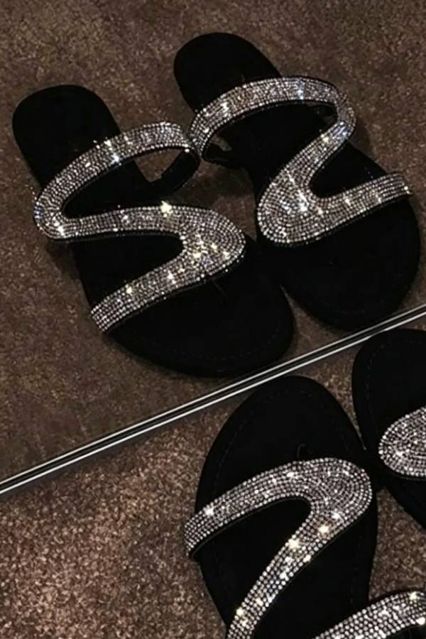 Summer Rhinestone Flat Beach Sandals