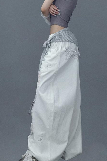 Ripped Lace Patchwork Relaxed Jeans