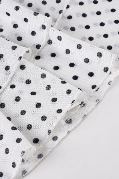 Polka Dot Low Rise Ruffle Trim A Line Skirt