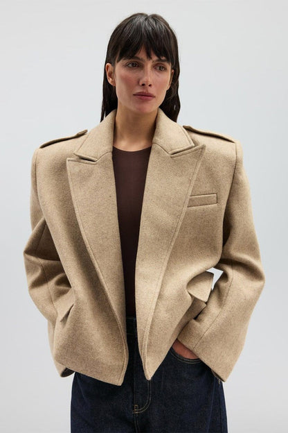 Structured Wool Notch Lapel Coat