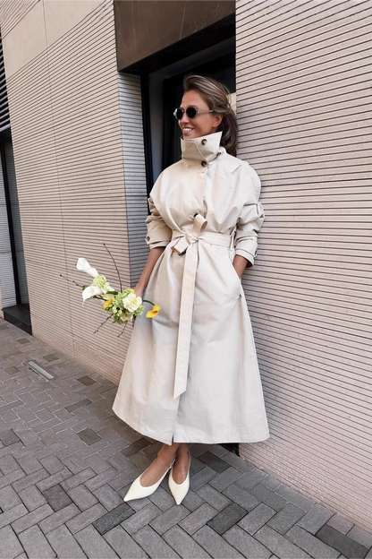 Relaxed Silhouette Stand Collar Petite Chic Overcoat