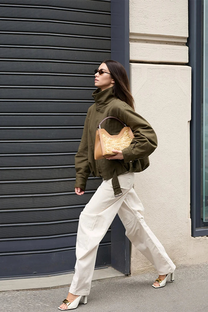 Buckle Belted Bomber Jacket