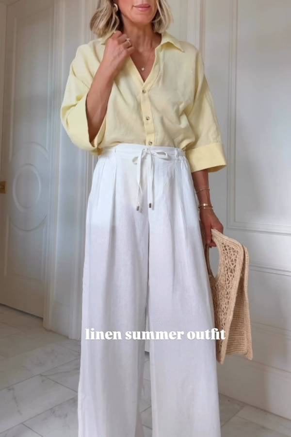 Three-quarter sleeve linen commuter shirt