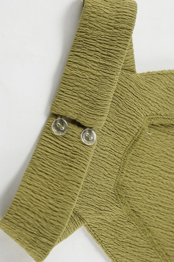 Green Halter Neck Top Pleated Wide Leg Pants Set