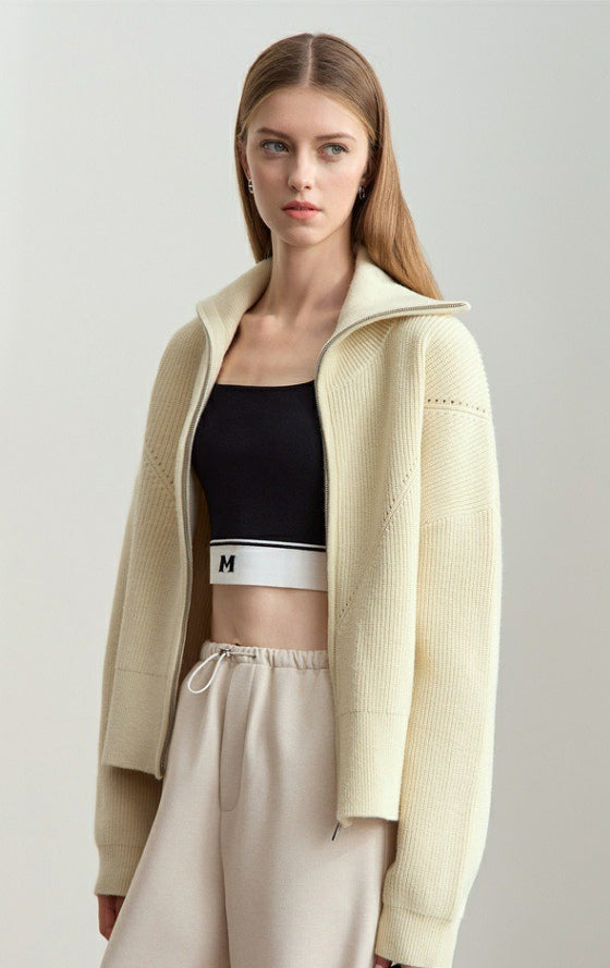 Cropped Sailor Collar Cardigan