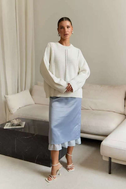 Casual Lace Knit Pullover Sweater