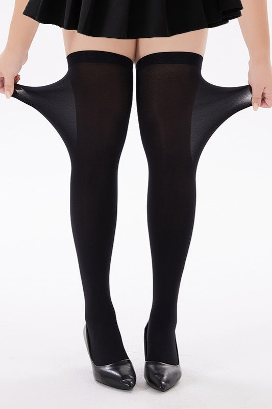 Plus Size 50D Velvet Thigh-High Stockings