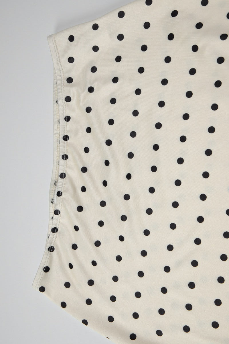 Polka Dot V Neck Tie Slim Midi Skirt Set