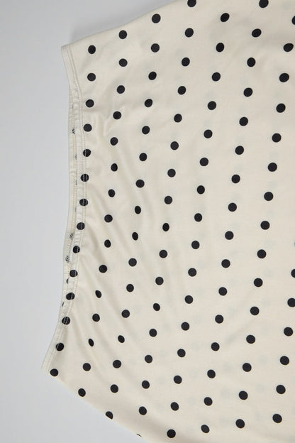 Polka Dot V Neck Tie Slim Midi Skirt Set