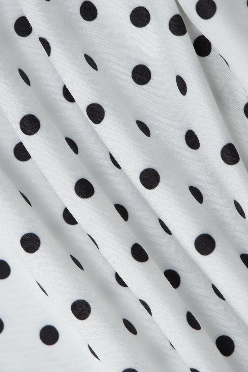 Polka Dot Halter Asymmetrical Hem Midi Dress