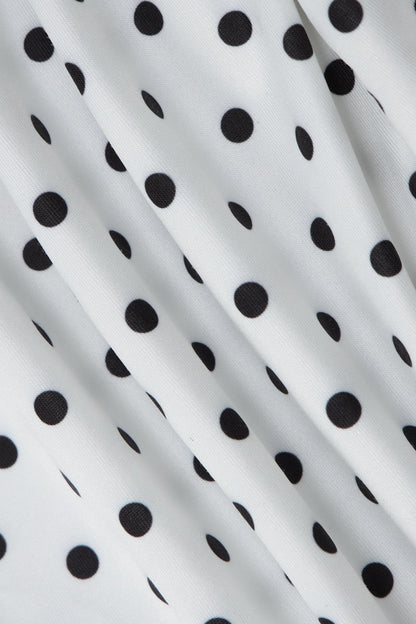 Polka Dot Halter Asymmetrical Hem Midi Dress