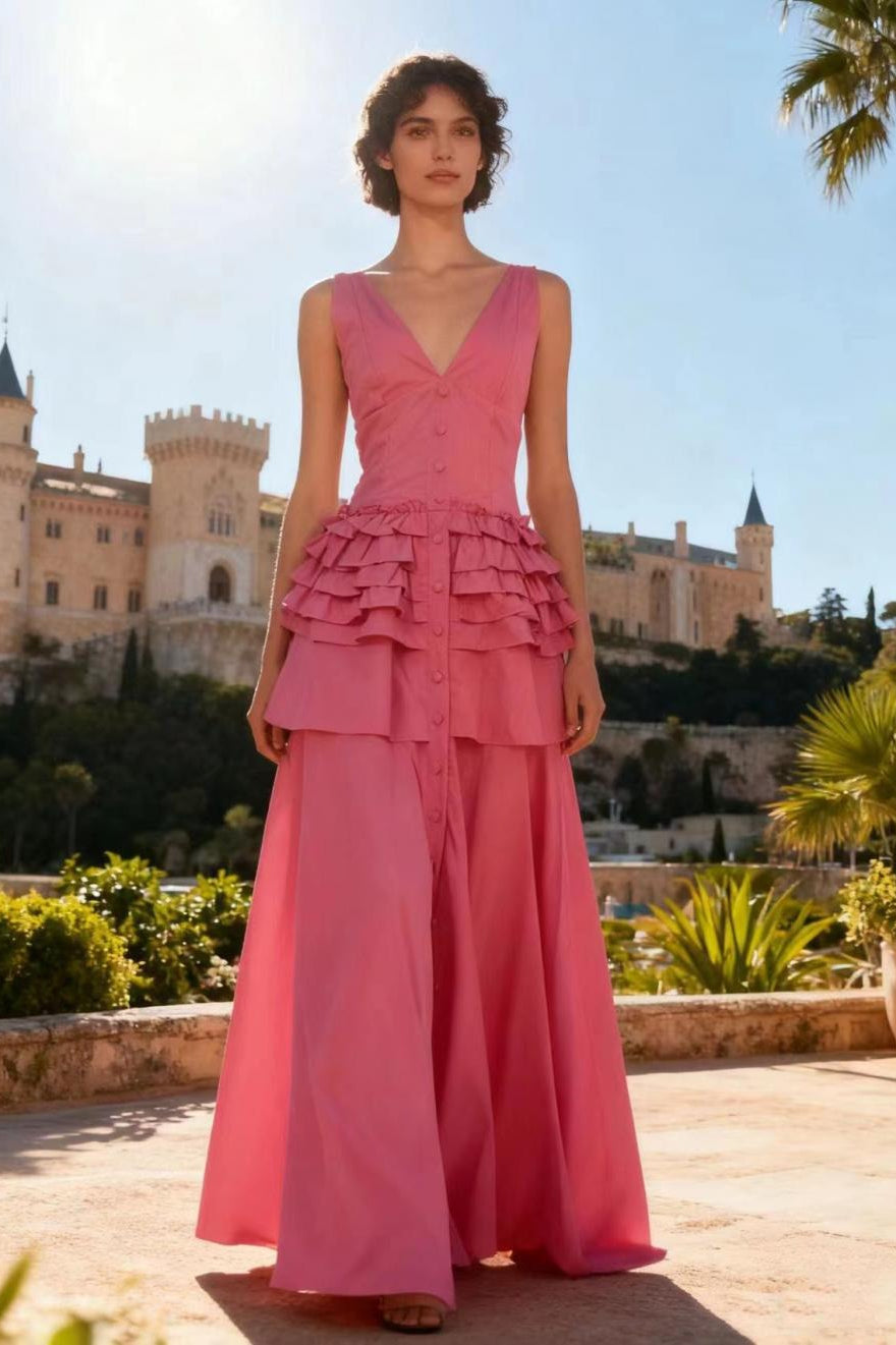 Elegant Vintage Sleeveless Swing Tiered Prom Dress