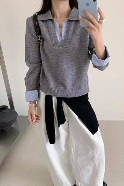 Two-in-One Wool Blend Knit Top