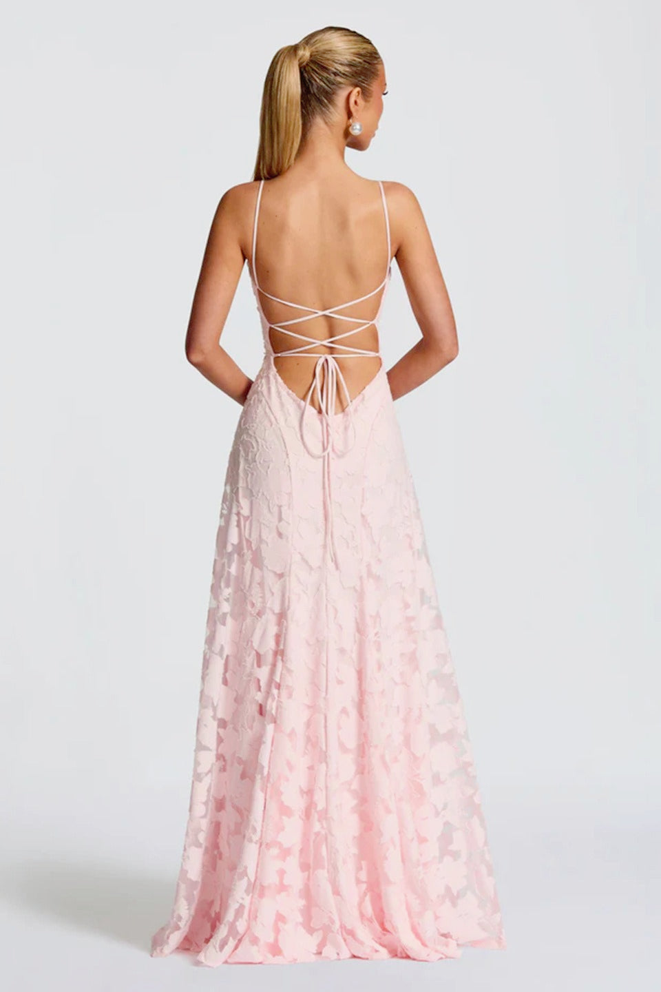 Tie Back Jacquard Lace Birthday Dress
