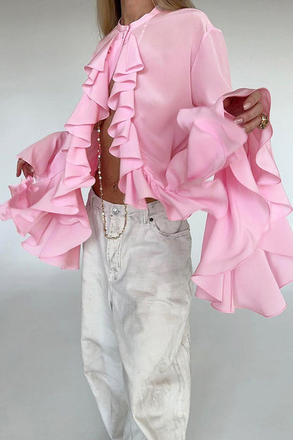 Design Ruffle Flare Blouse