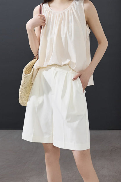 Loose Fit Straight Tailored Casual Shorts