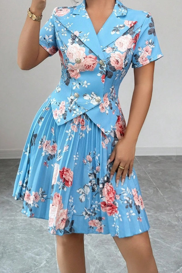 Floral Print Casual Elegant Two Piece Skirt Set