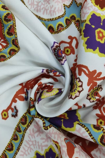 Ethnic Floral Lantern Sleeve Collared Boho Dress