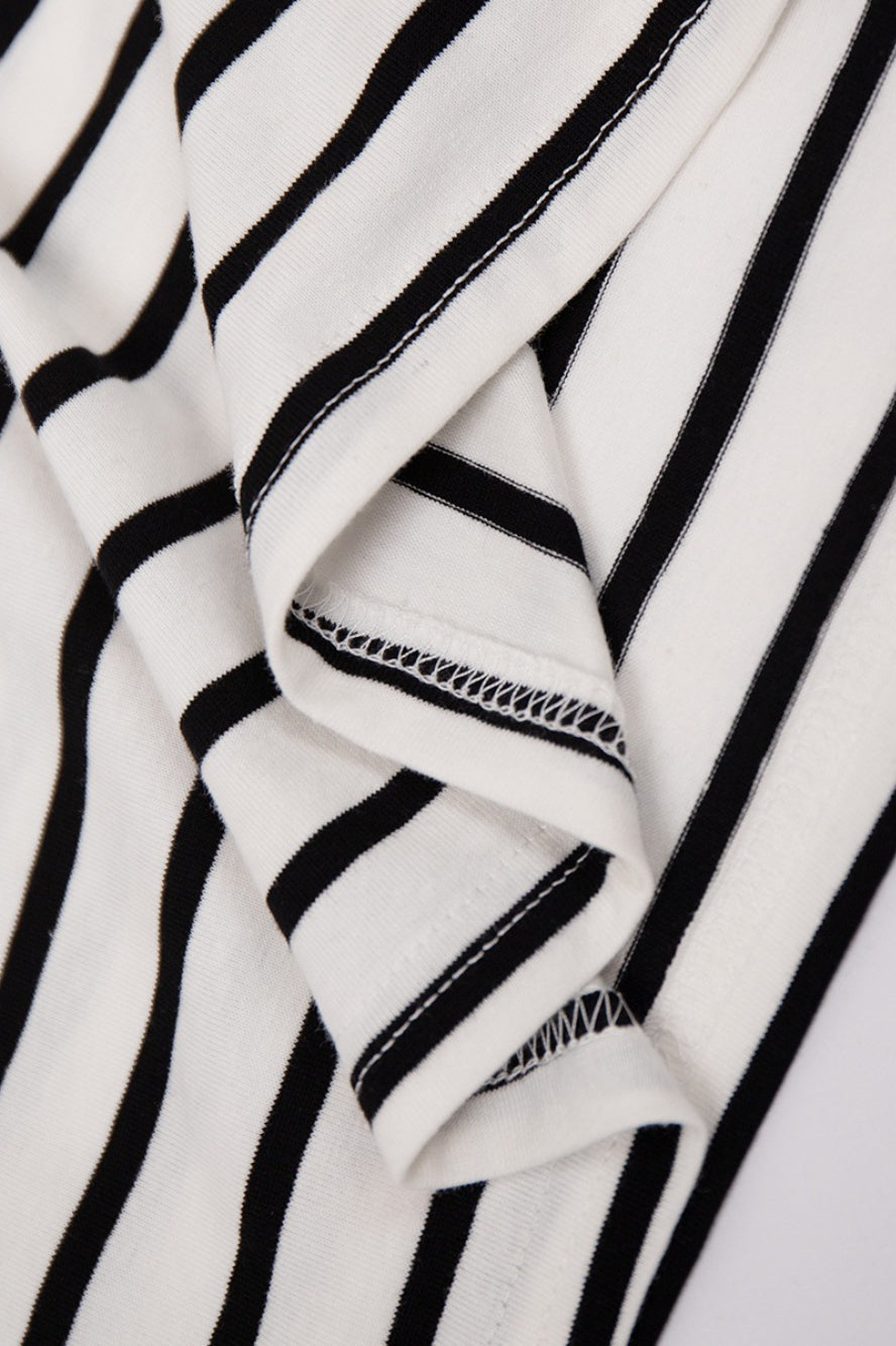 Cotton Striped Crew Neck Long Sleeve Tee