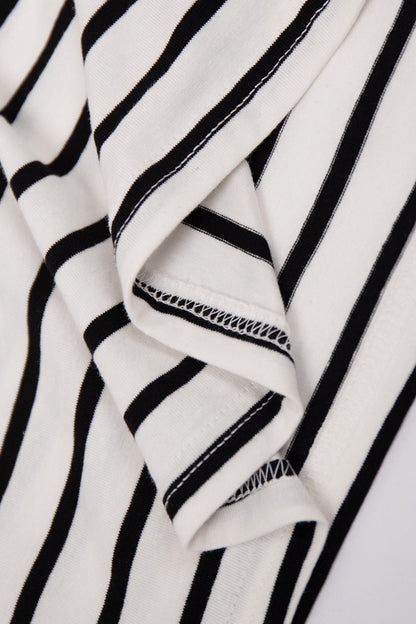 Cotton Striped Crew Neck Long Sleeve Tee