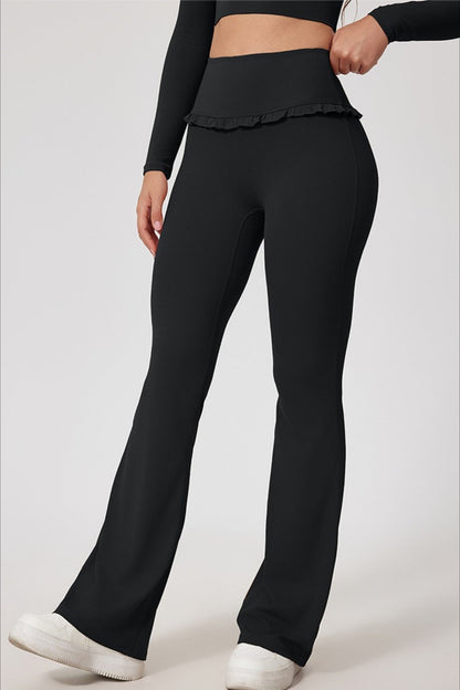 Lace Detail High-Rise Booty Sculpting Yoga Leggings