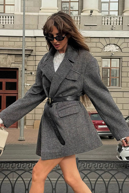 Structured Double Breasted Tweed Coat