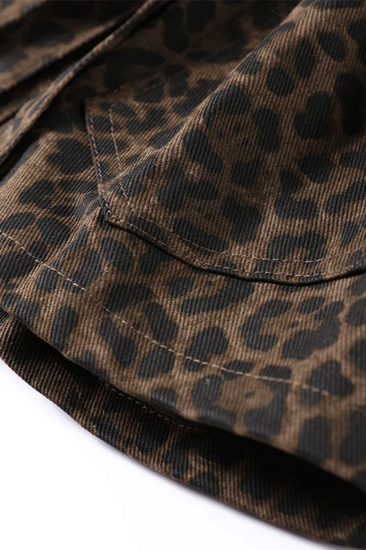 Leopard Lapel Belted Jacket
