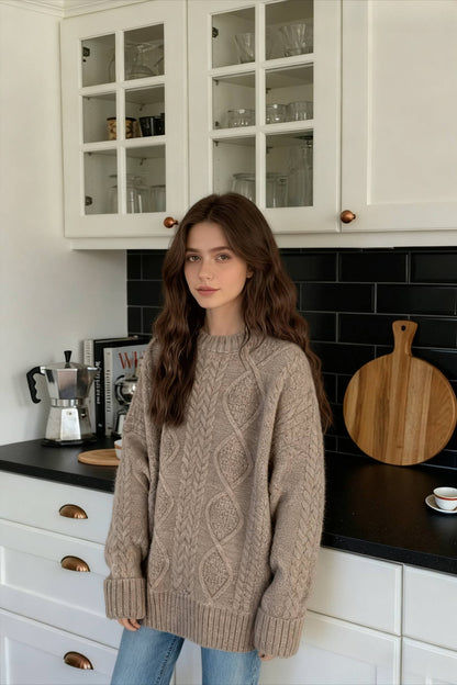 Cable Knit Graceful Cropped Sweater