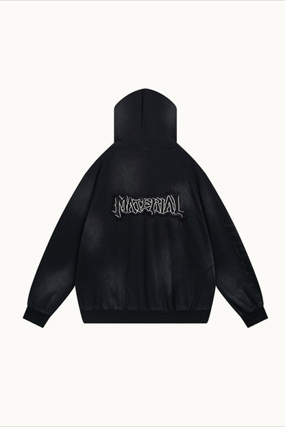 Distressed Washed Appliqué Letter Hoodie