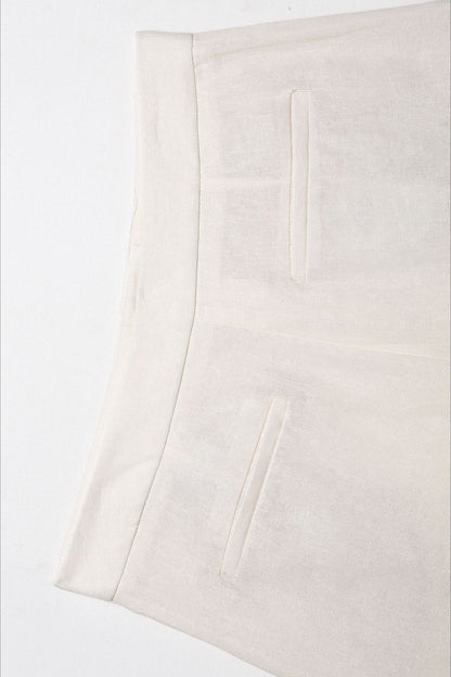 Linen Blend Pleated Casual Shorts