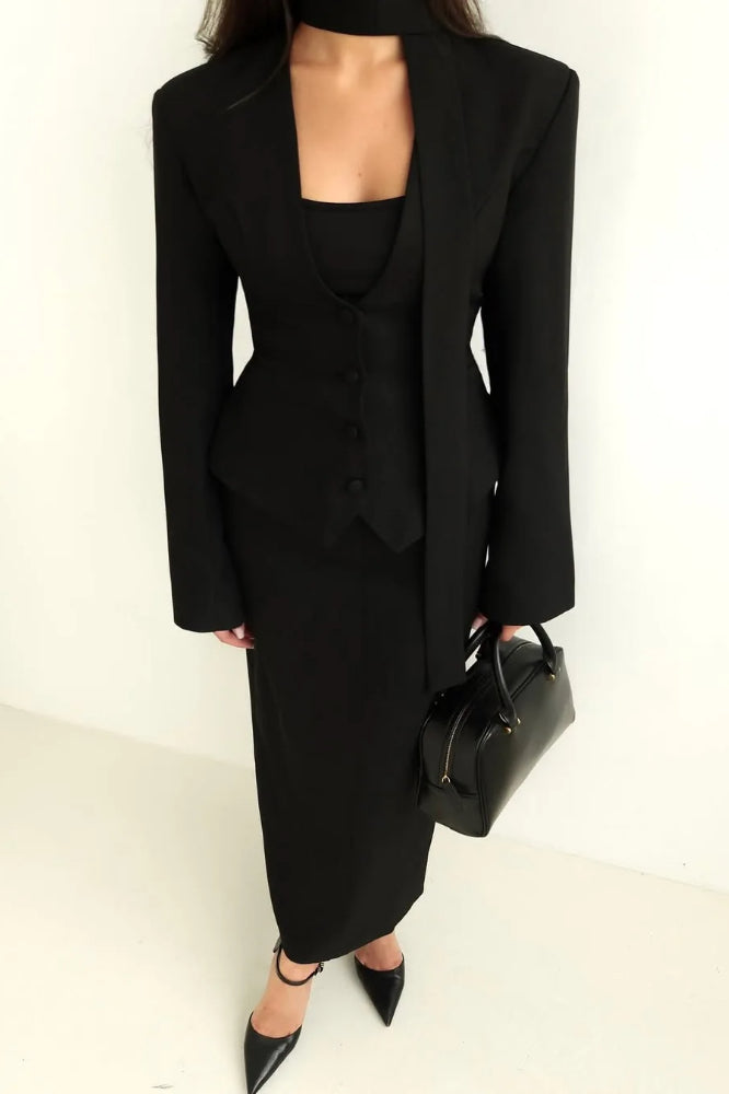 Scarf Collar Commuter Blazer