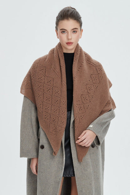 Solid Color Lace Knit Square Scarf