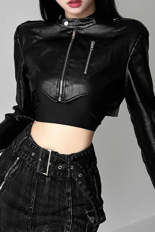 Vintage Matte Cropped Moto Jacket