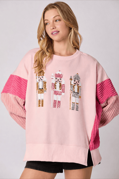 Sequin Toy Soldier Crew Neck Sweatshirt