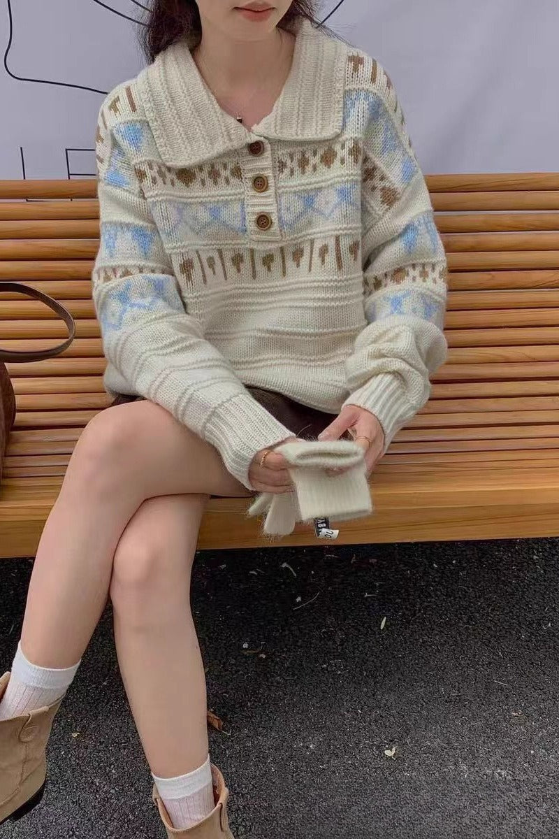Loose Fit Fair Isle Knit Sweater