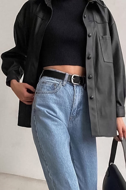Moto Style Faux Leather Jacket