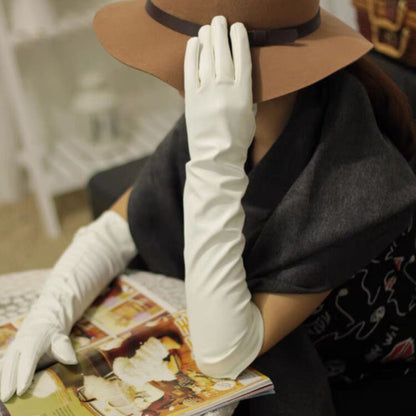 Long Opera Faux Leather Cosplay Evening Gloves