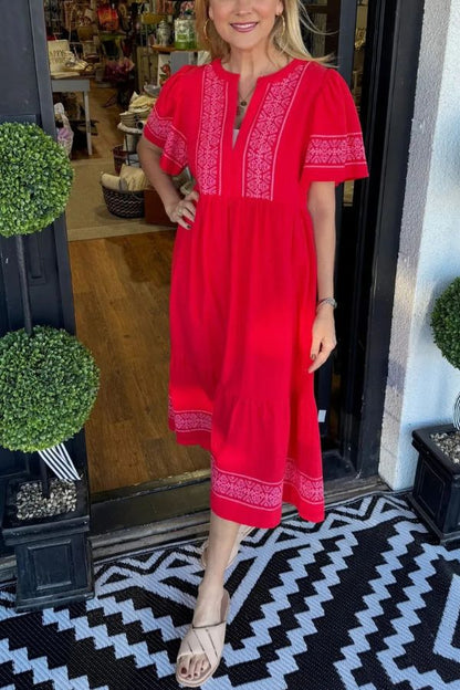 Women's V-Neck Boho Maxi Dress