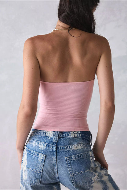 Ribbed Knit Strapless Tube Top