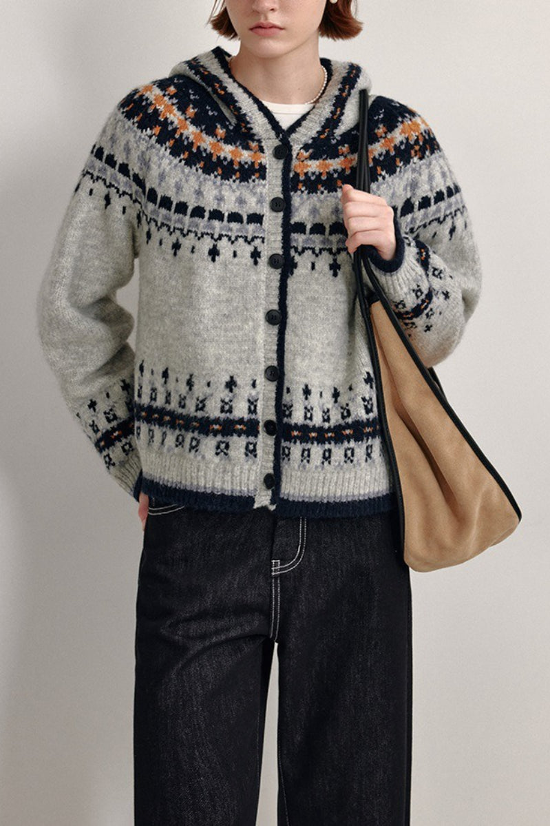 Fair Isle Hooded Cardigan