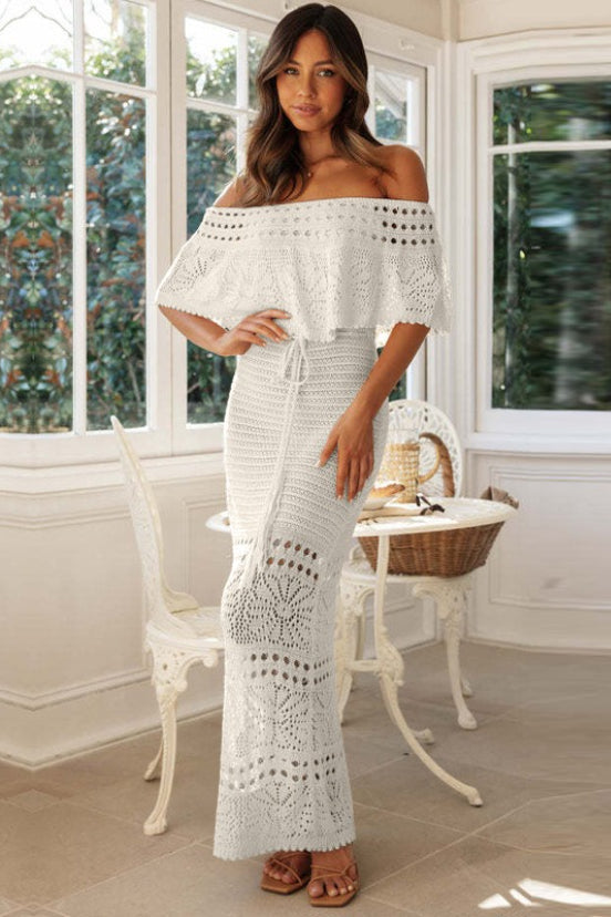 Hollow Tie Shawl Layered Vacation Dress