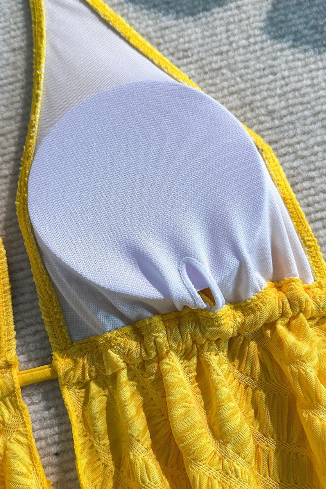 Solid Halter Ruffle Three Piece Swim Set