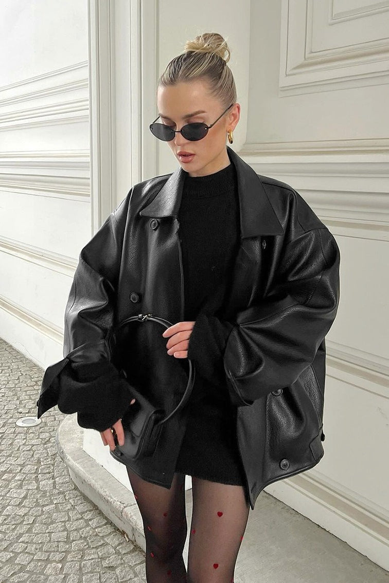 Vintage Relaxed Leather Coat