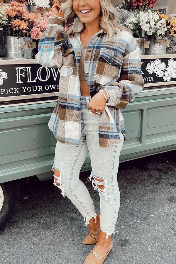 Crash Into Your Heart Plaid Shacket