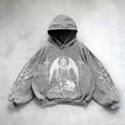 Retro Heart Pullover Streetwear Hoodie