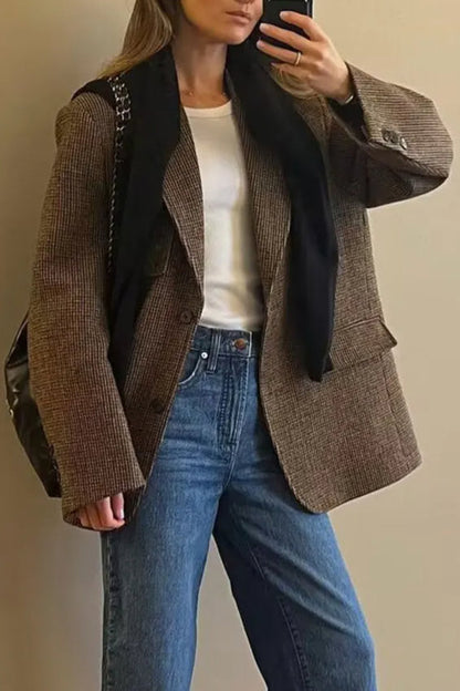 Houndstooth Single-Breasted Blazer