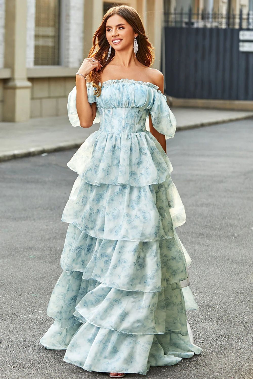 Ruffle Sleeve Tie Waist Floral Maxi Dress