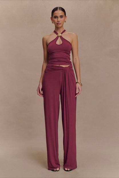 Metal Trim Halter Cutout Chic Halter Top